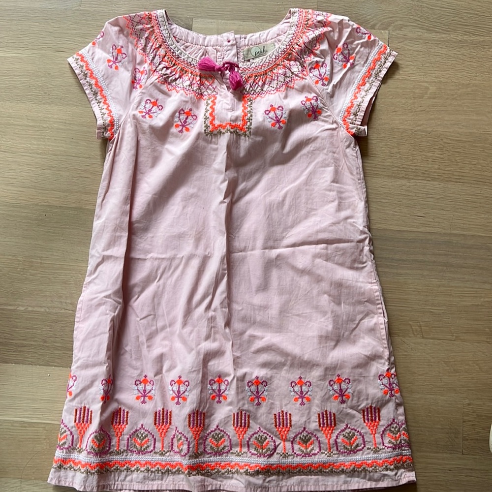 Peek dress size 10, gently worn, pink with embroidery